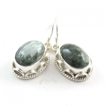 925 silver - silver flake Seraphinite cute earrings